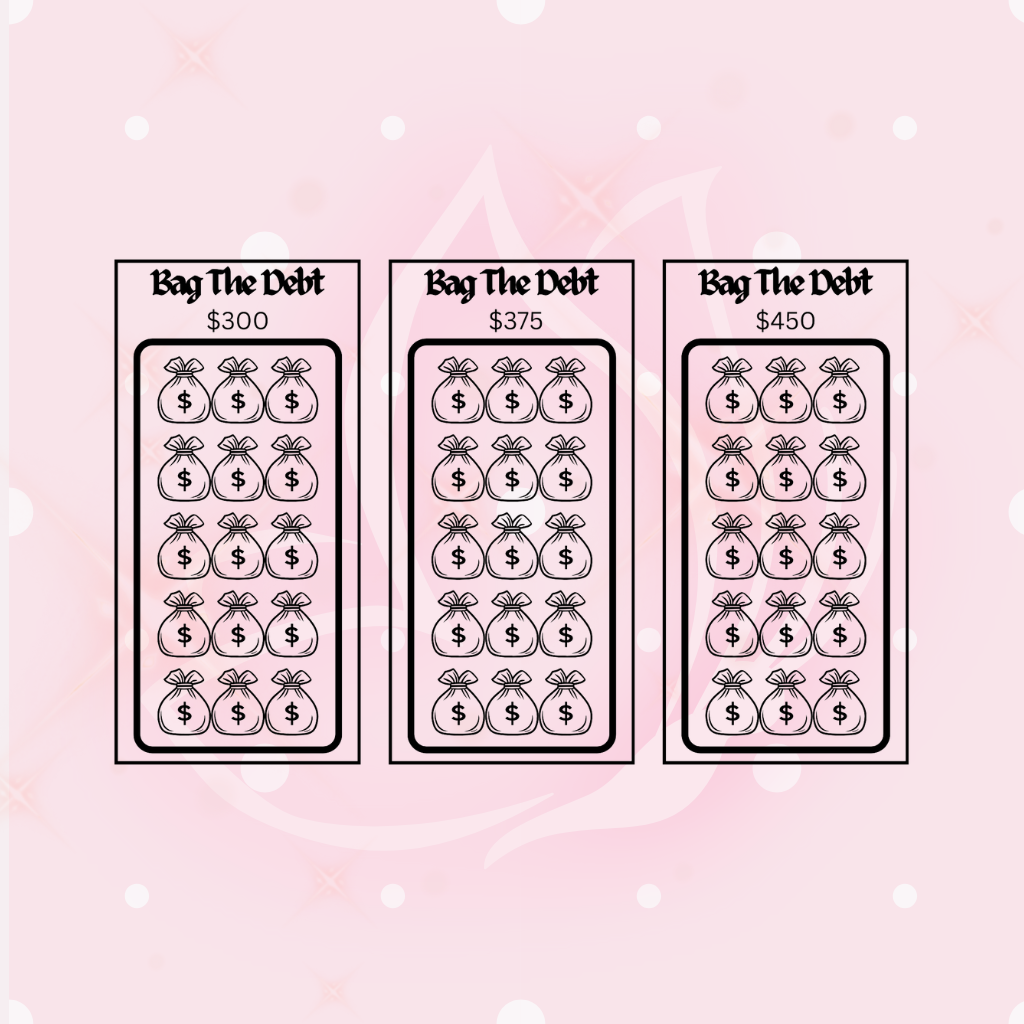 Bag the Debt Savings Challenge - 3 A6 Trackers (black n white)