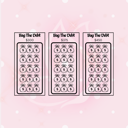 Bag the Debt Savings Challenge - 3 A6 Trackers (black n white)