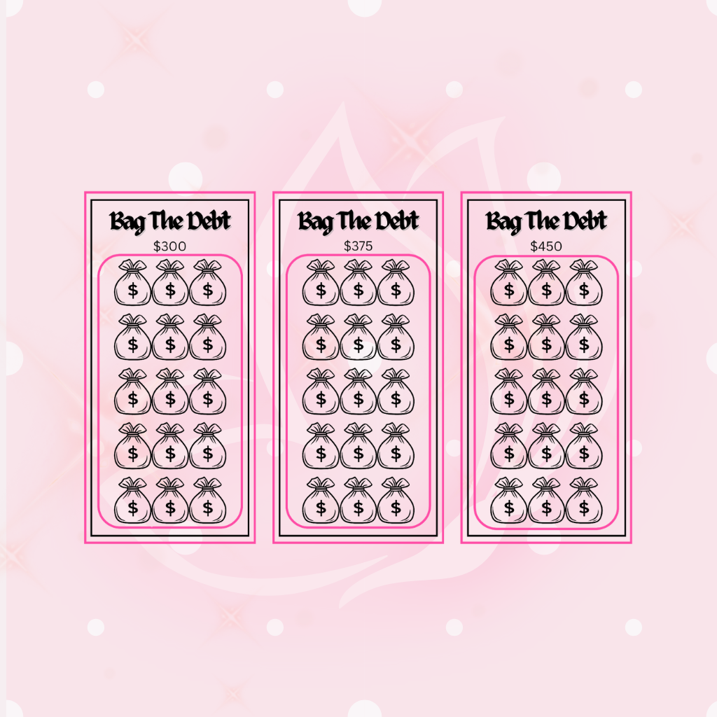 Bag the Debt Savings Challenge - 3 A6 Trackers (Pink - $1125)