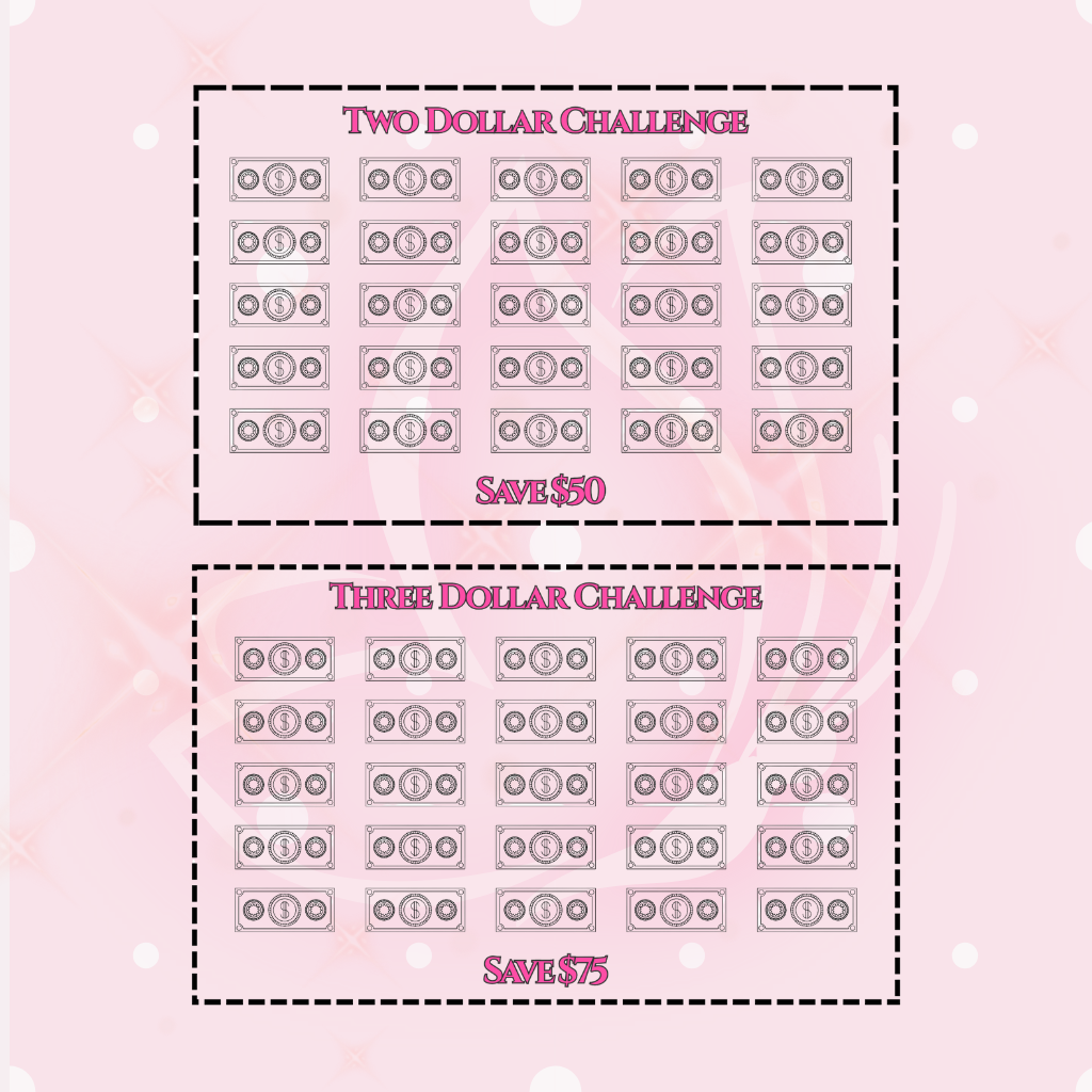 Dollar Savings Challenge Bundle - 4 A5 Trackers - pink