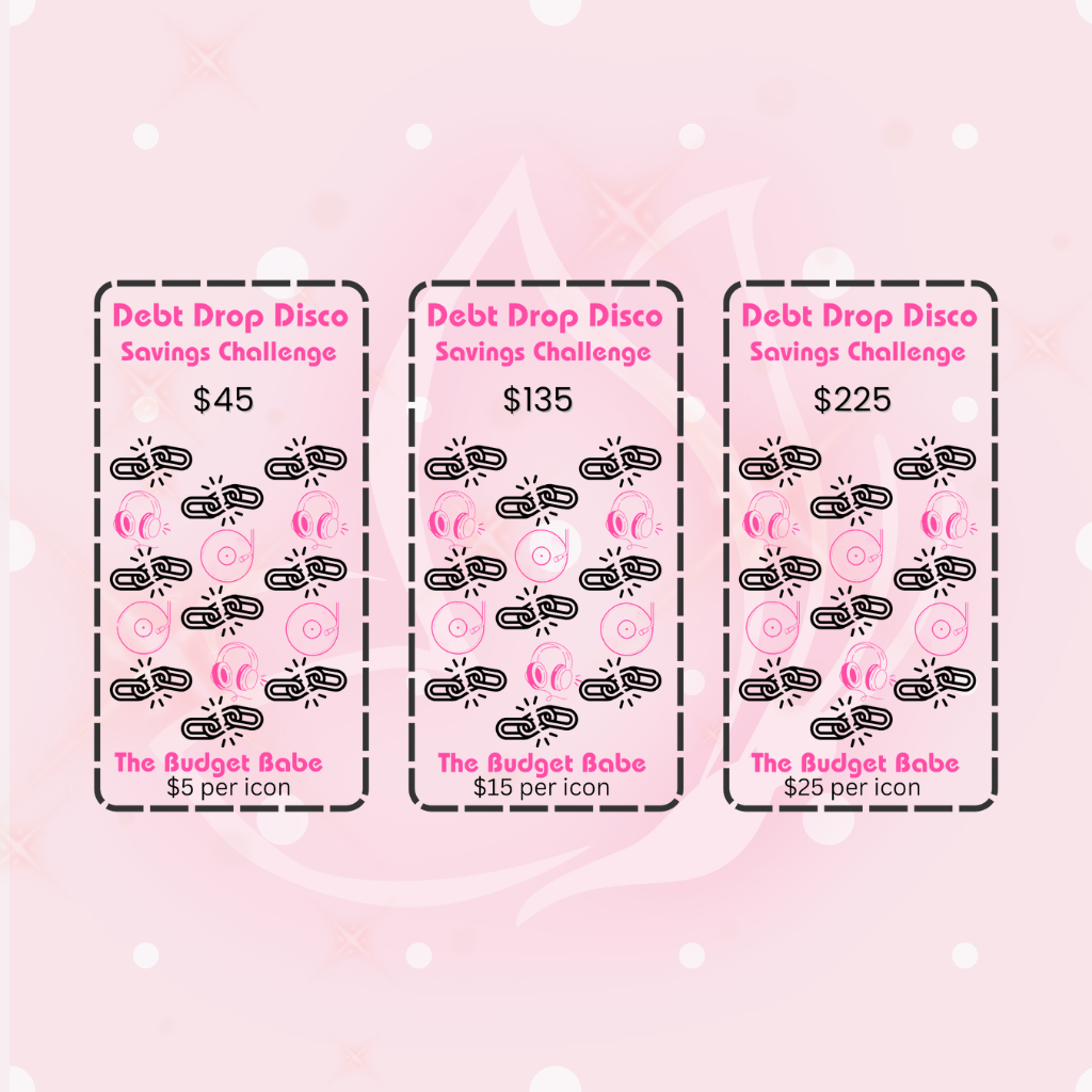 Debt Drop Disco Savings Challenge - 3 A6 Trackers ($405)