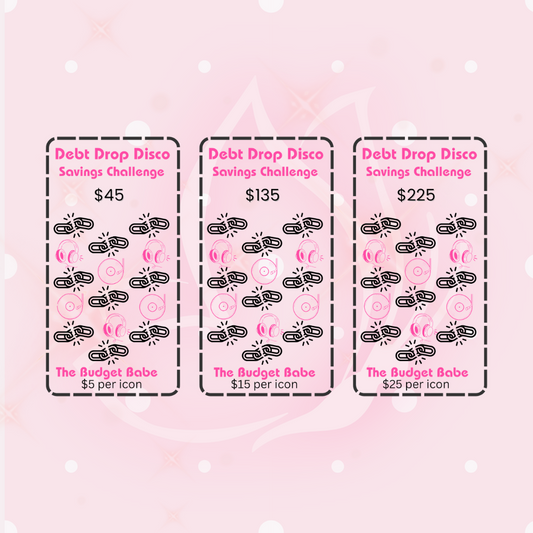 Debt Drop Disco Savings Challenge - 3 A6 Trackers ($405)