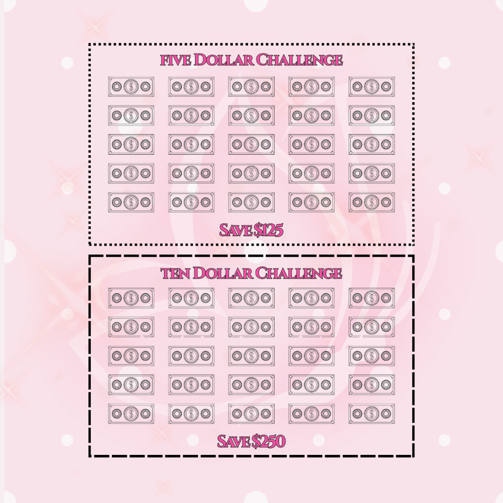 Dollar Savings Challenge Bundle - 4 A5 Trackers - pink