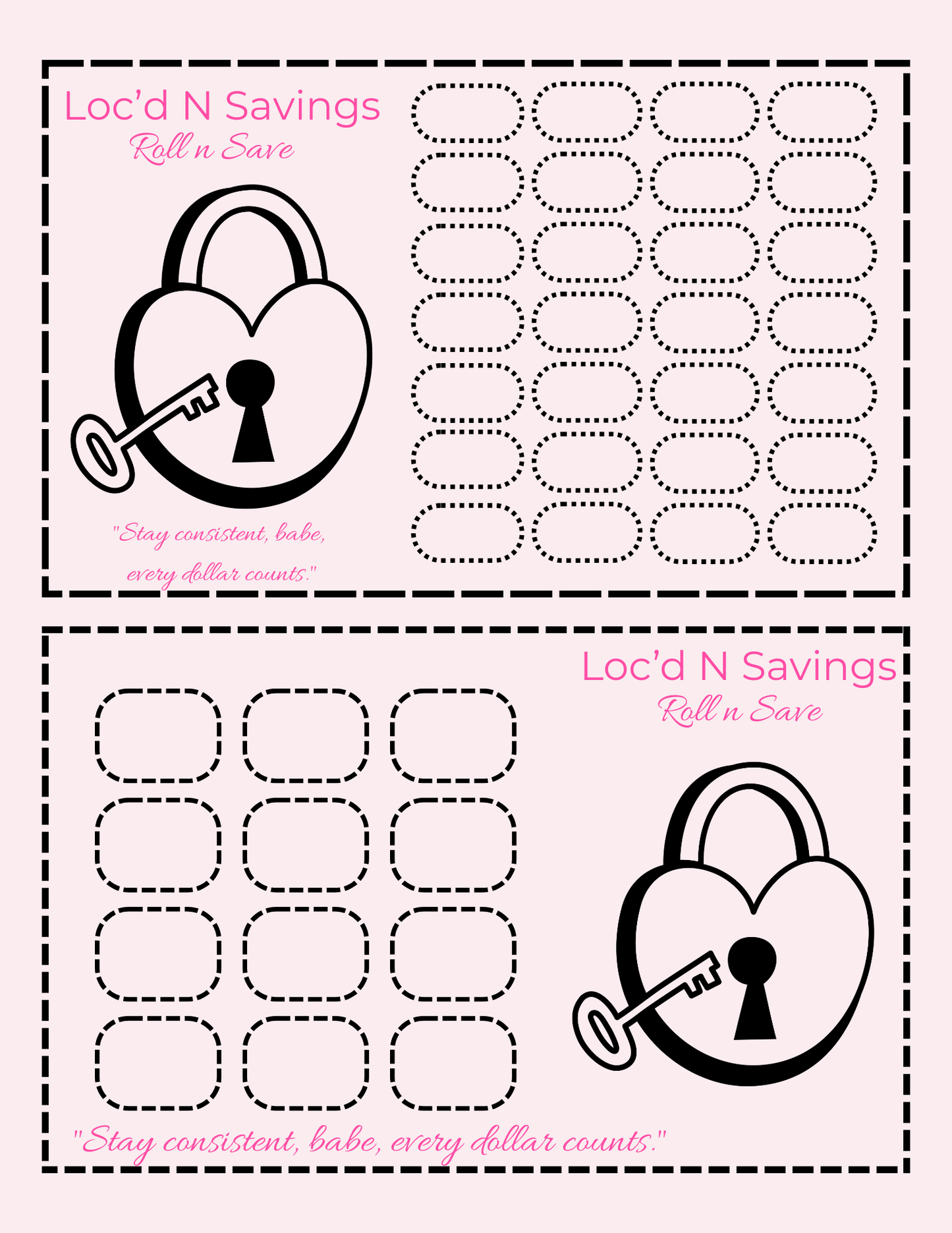 Loc'd N Savings Roll n Save Challenge - A5