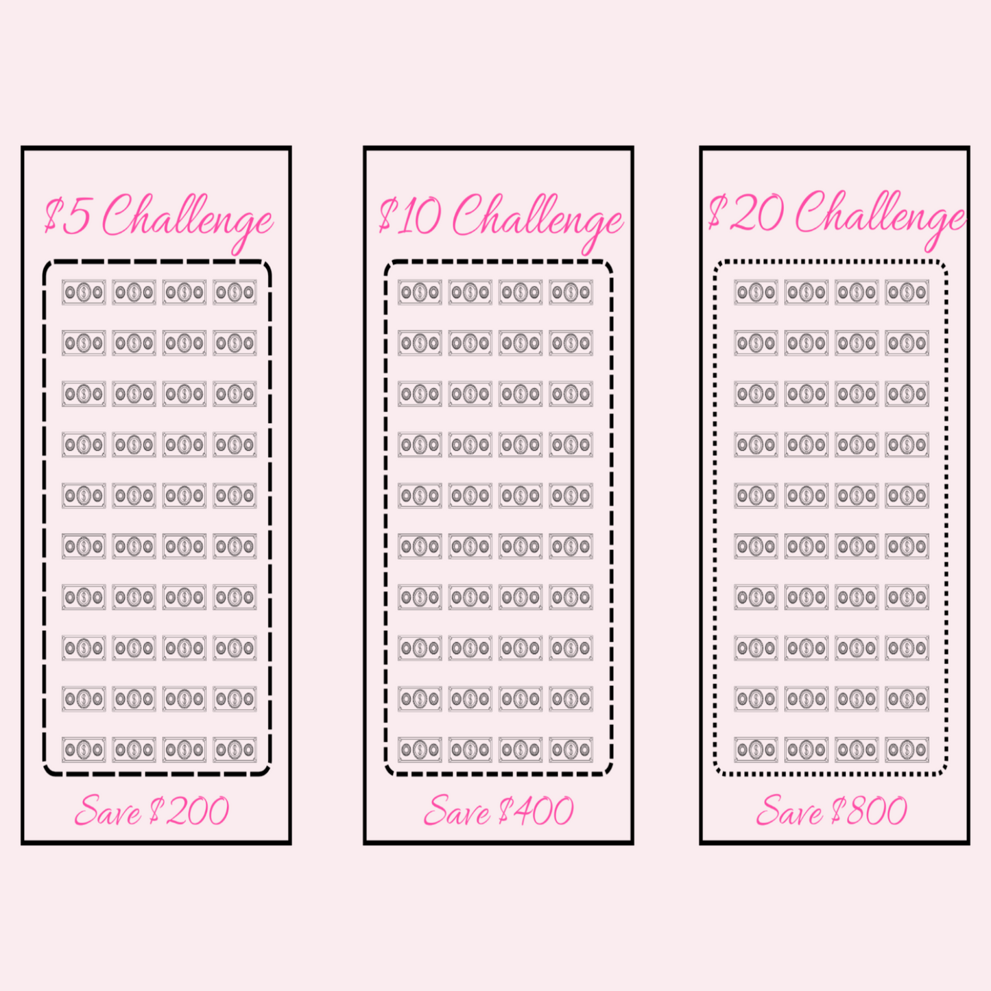 Dollar Bill Challenge 3-Pack Bundle - A6