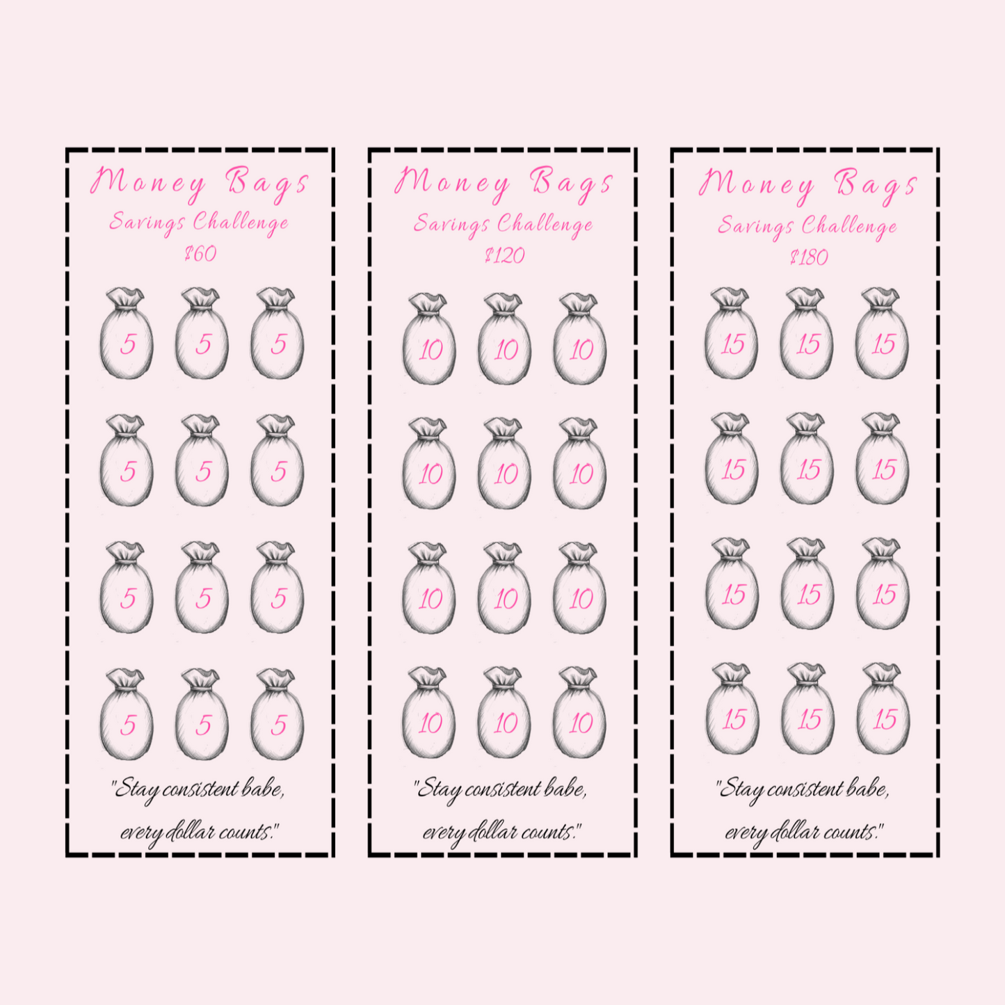 Money Bags Challenge - 3 A6 Trackers